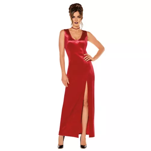 Adult Red Velour Maxi Dress 3 Adult Red Velour Maxi Dress