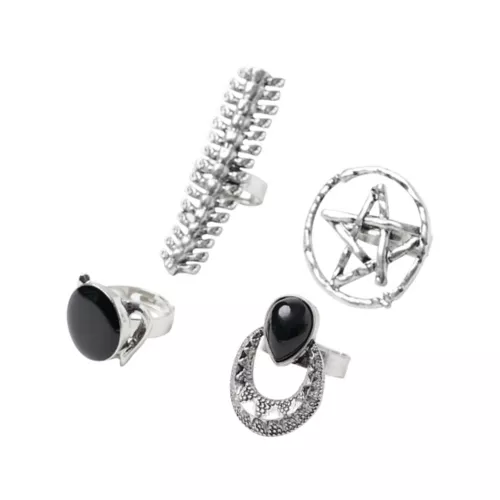 Pentagram Witch Rings Set