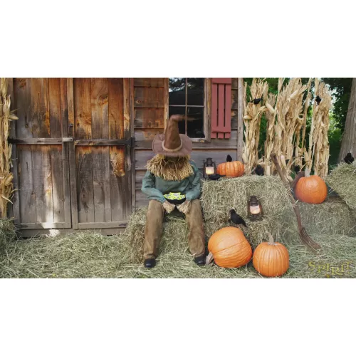 4 Ft 6 In Scary Sitting Scarecrow Animatronic