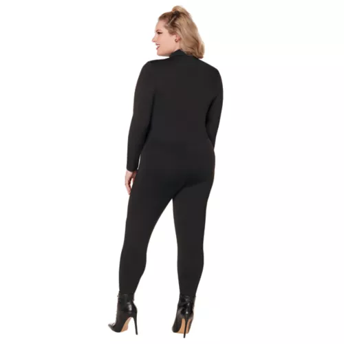 Adult Black Long Sleeve Zip Plus Size Catsuit