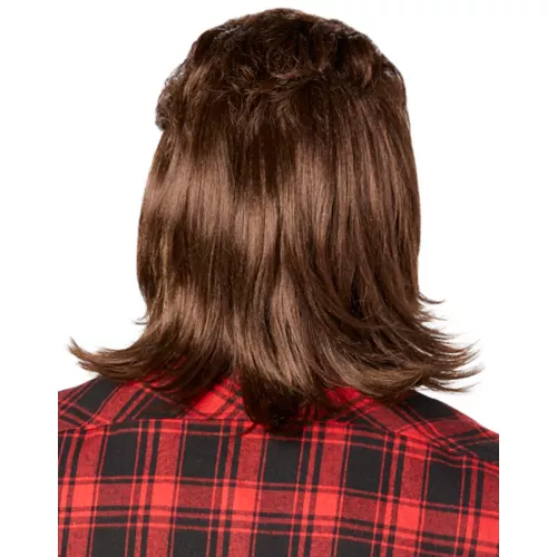 Brown Mullet Wig With Mustache