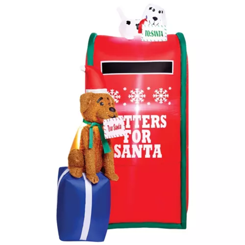 5 Ft 11 In Light-Up Santa Paws Mailbox Inflatable Decoration