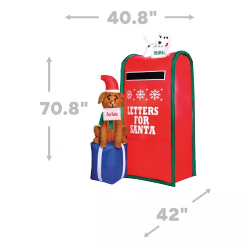 5 Ft 11 In Light-Up Santa Paws Mailbox Inflatable Decoration