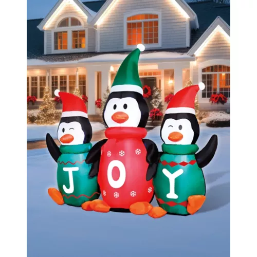 5 Ft 6 In Light-Up Musical Penguin Trio Inflatable Decoration