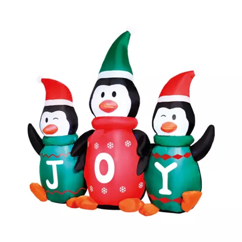 5 Ft 6 In Light-Up Musical Penguin Trio Inflatable Decoration