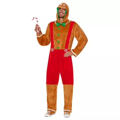 Adult Gingerbread Jumpsuit Costume