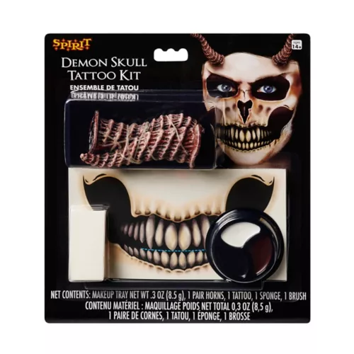 Demon Skull Tattoo and Horns Kit