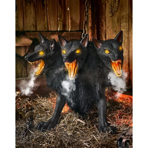 2 Ft 7 In Cerberus Three Headed Dog Animatronic