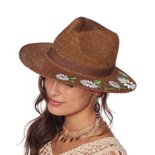 \'60s Flower Embroidered Hippie Hat