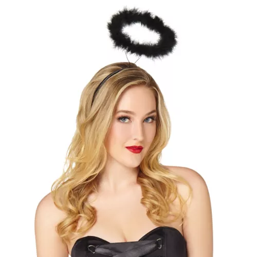 Faux Marabou Black Halo