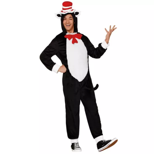 Adult Cat in the Hat Jumpsuit Plus Size Costume