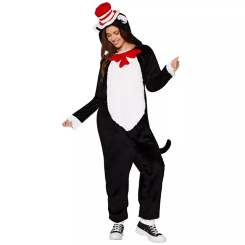 Adult Cat in the Hat Jumpsuit Plus Size Costume