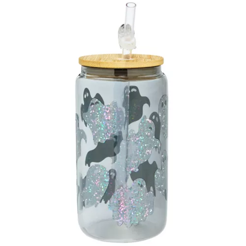 Holographic Ghost Glass Cup with Straw
