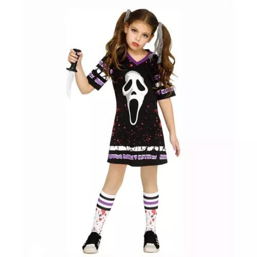 Kids Ghost Face Jersey Dress Costume