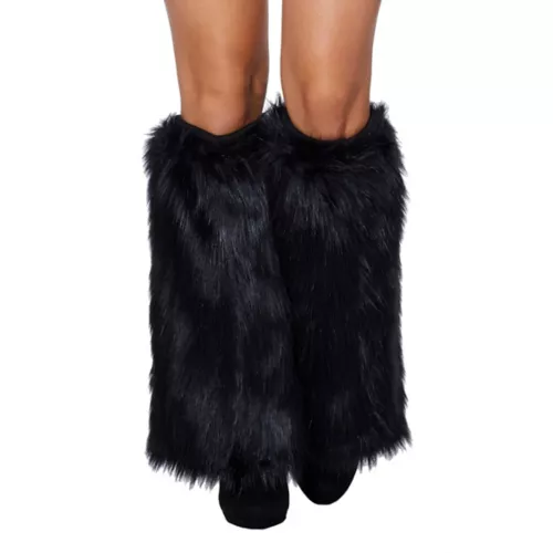 Black Cat Faux Fur Leg Warmers