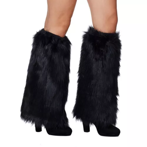 Black Cat Faux Fur Leg Warmers 4 Black Cat Faux Fur Leg Warmers